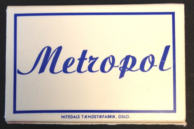 Fyrstikkeske fra det kjente utestedet Metropol.