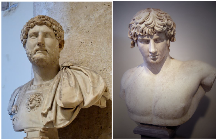 Byster av Keiser Hadrian (76 - 138 e.v.t) og Antinoos (110-130 e.v.t). Foto: Maria-Lan Nguyen/ Ricardo A. Frantz, Wikimedia Commons
