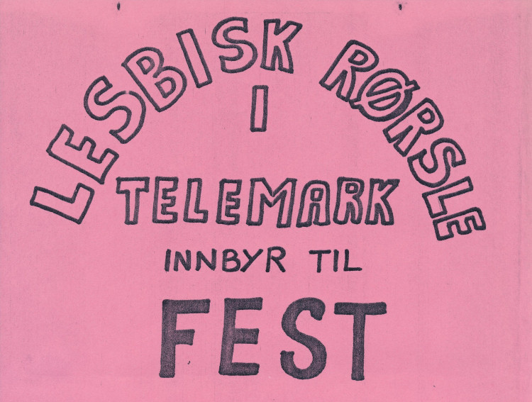 Part of an invitation to a party with Lesbisk Rørsle i Telemark, 21 January 1983.