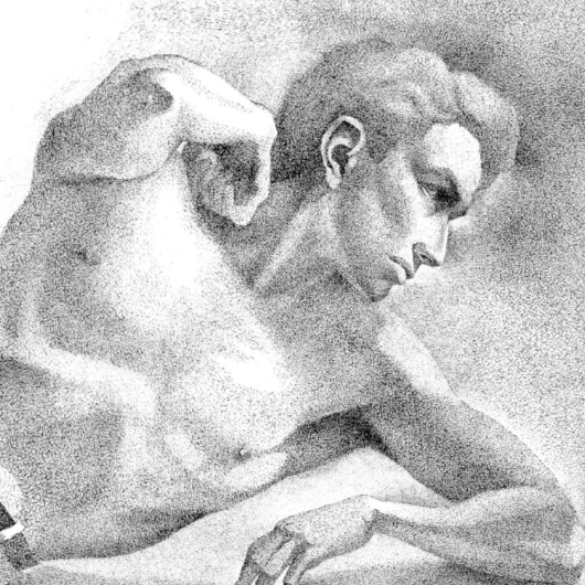 Uten tittel. Tegning av Mario de Graaf, 1953. Kilde: Der Kreis (bd. 21), nr. 12, s. 39 (utsnitt).