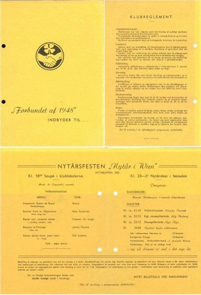 Invitasjon til Forbundet af 1948s nyttårsfeiring for 1950.