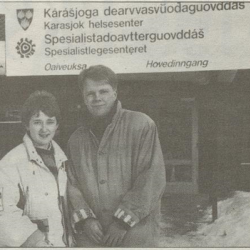 Kristin Vassbakk og Torstein Tranøy under informasjonskampanje i Finnmark, 1990